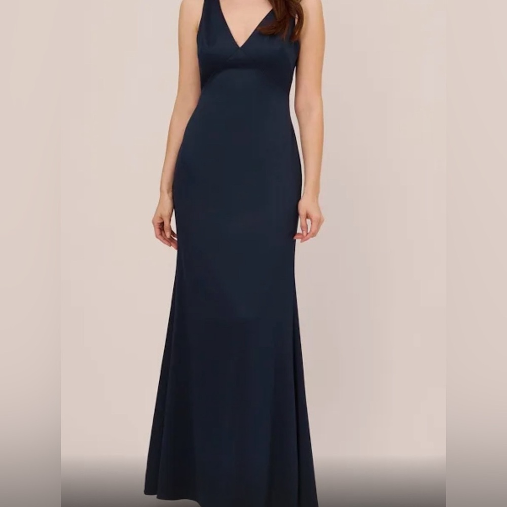 Adrianna Papell Women's Lace-Trim Cowl-Back Mermaid Gown